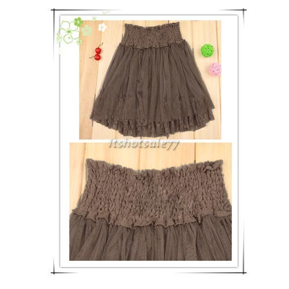 Layer Tiered Lace Tulle Tutu Mini Waist Cake Lady Skirt  